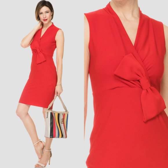 Joseph Ribkoff Dresses & Skirts - NWT Joseph Ribkoff Red V-neck bow Sheath dress 8 M